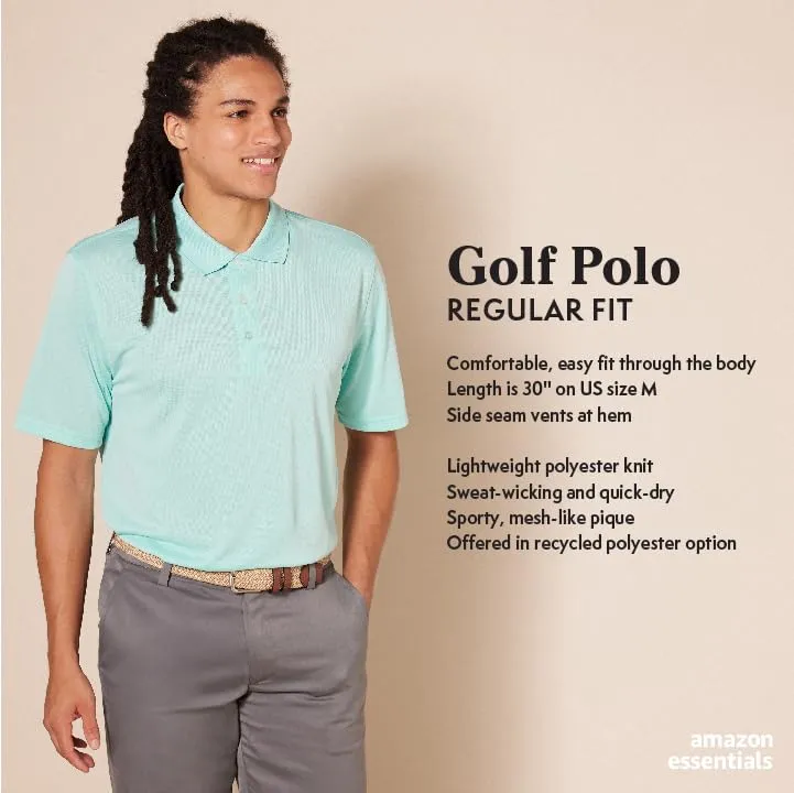 Amazon Essentials Men's Regular-Fit Quick-Dry Golf Polo Shirt - Discontinued Colors, Rich Red, 5X-Large Big