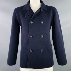 ANDERSEN-ANDERSEN Size XXL The Peacoat Navy Waffle Knit Merino Wool Coat