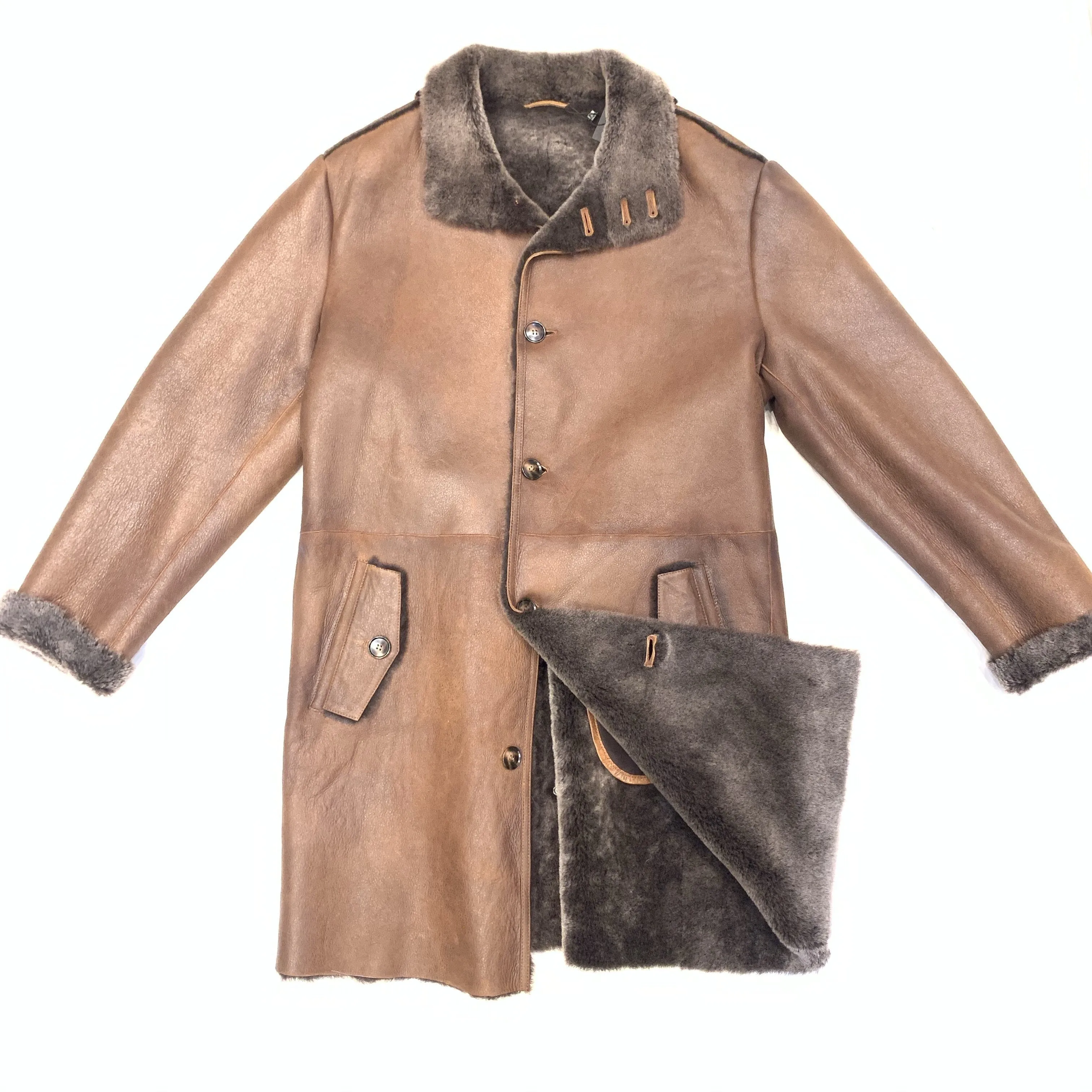 Barya NewYork Men's Chocolate Brown 3/4 Shearling Coat
