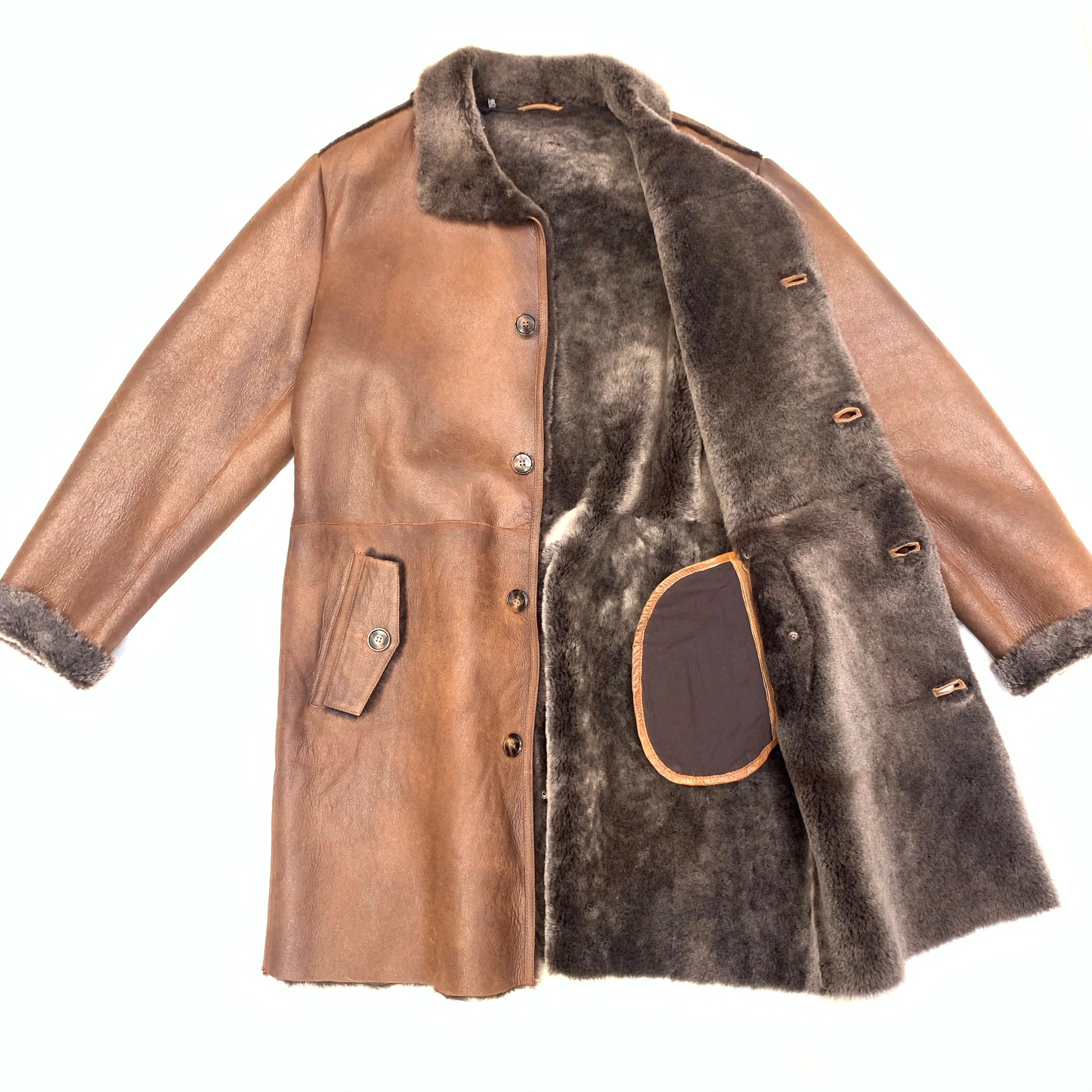 Barya NewYork Men's Chocolate Brown 3/4 Shearling Coat