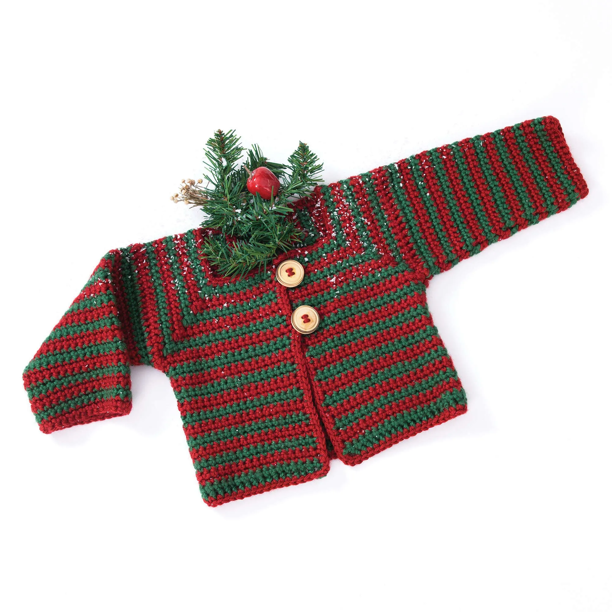 Caron Crochet Mitered Striped Baby Sweater