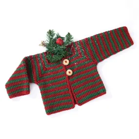 Caron Crochet Mitered Striped Baby Sweater