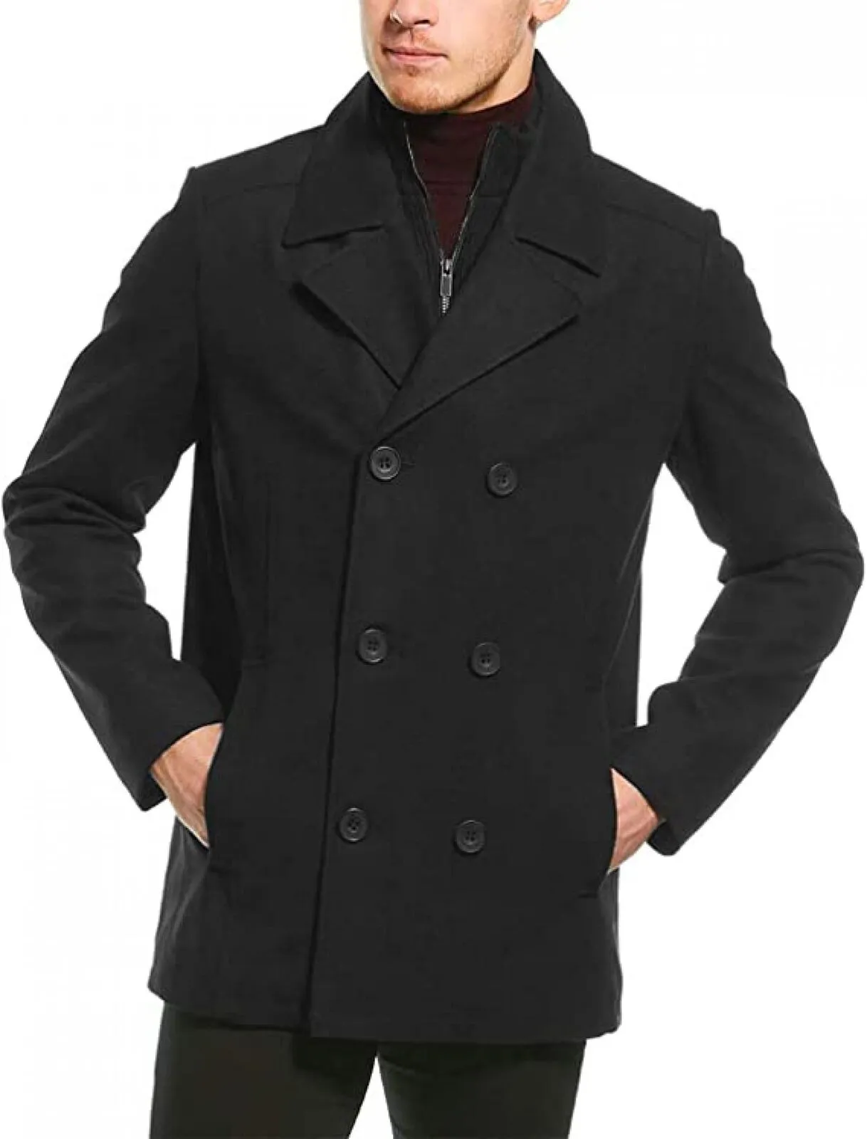 Kenneth Cole New York Men's Big & Tall Double-Breasted Wool-Blend Peacoat