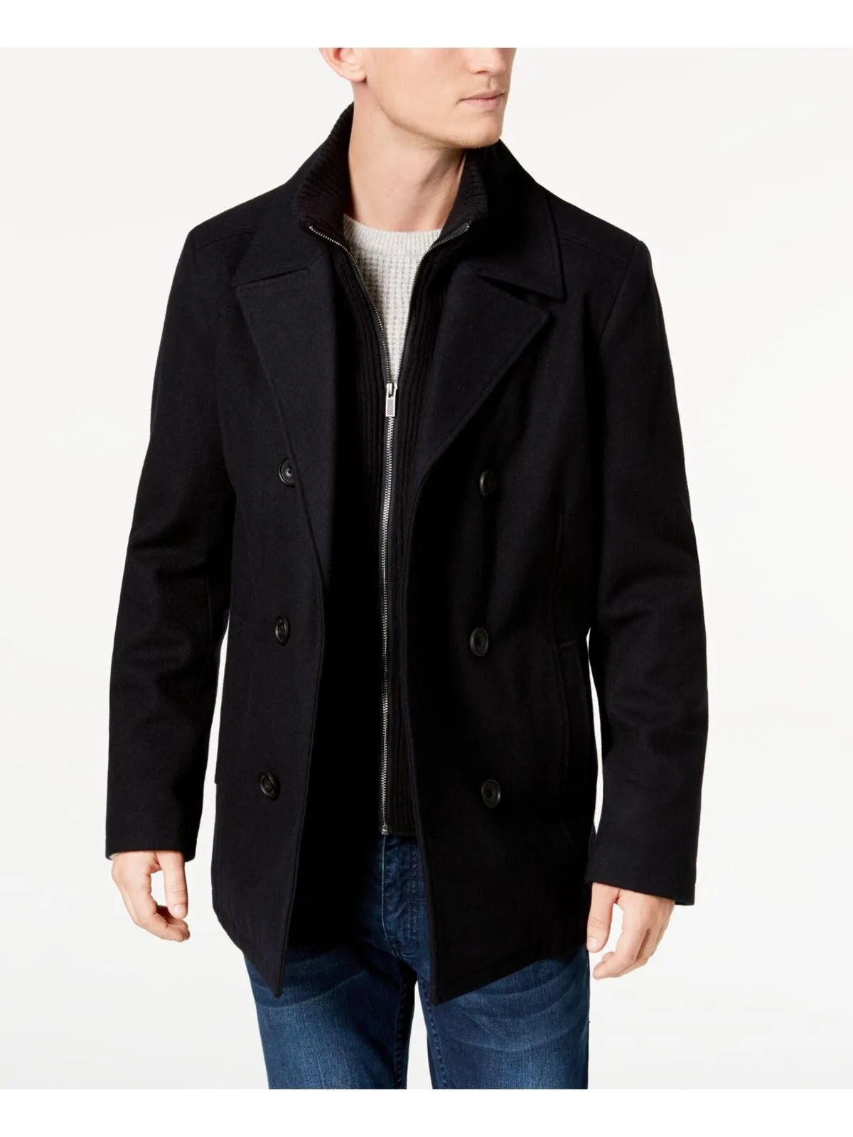 Kenneth Cole New York Men's Big & Tall Double-Breasted Wool-Blend Peacoat