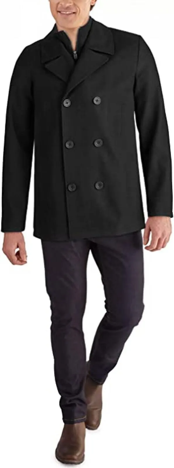 Kenneth Cole New York Men's Big & Tall Double-Breasted Wool-Blend Peacoat