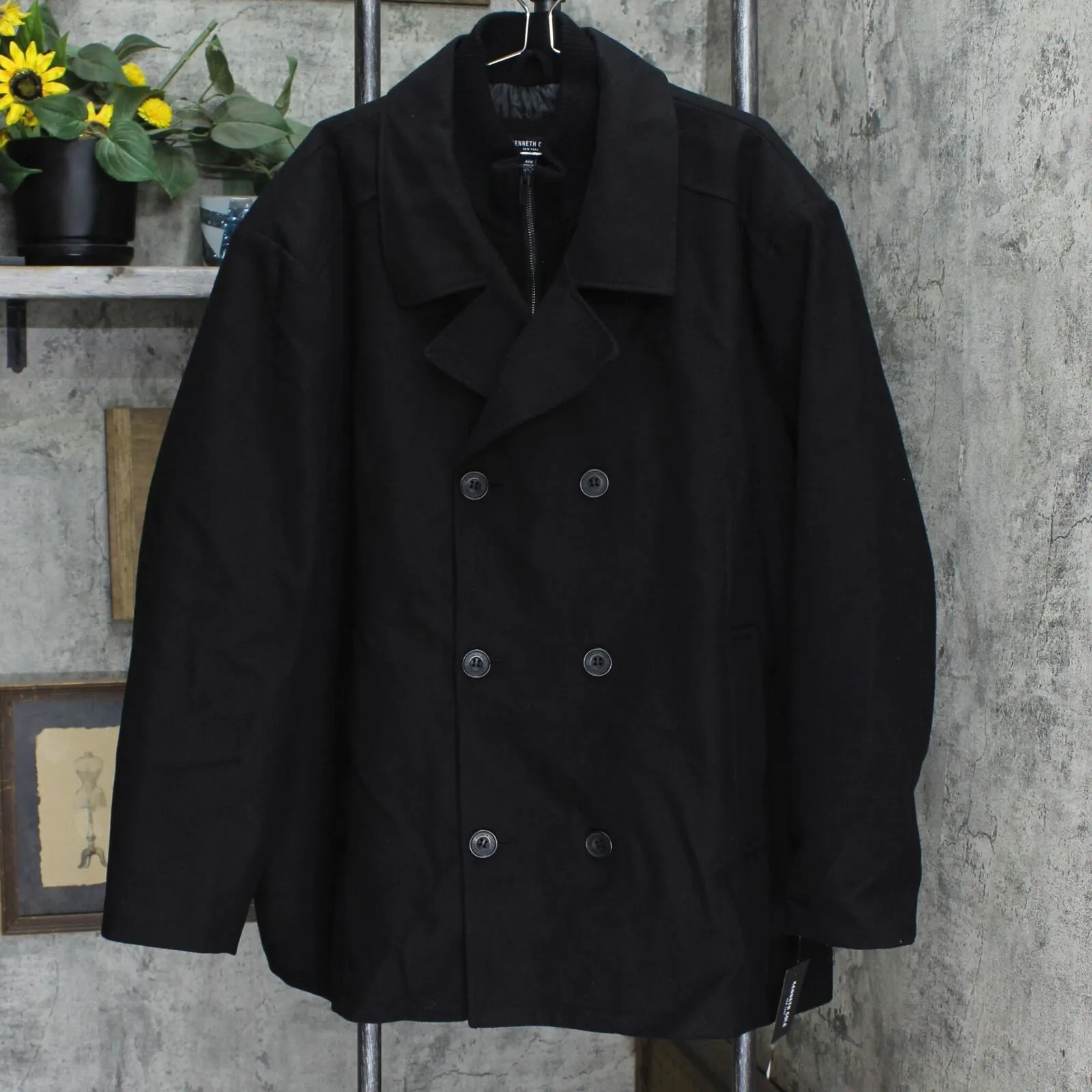 Kenneth Cole New York Men's Big & Tall Double-Breasted Wool-Blend Peacoat