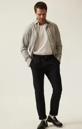Lucca Pleated Leg Chino Pants In Navy Supreme