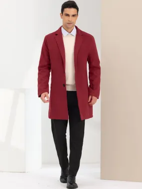 Men's Trench Coat Lapel Collar Single Breasted Warm Long Peacoat Overcoat