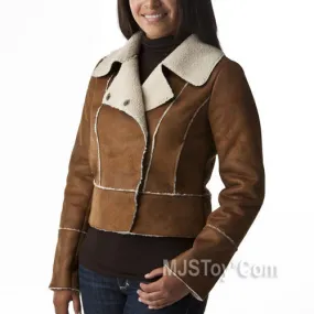 NWT Xhilaration Women Brown Cropped Faux Jacket Coat L