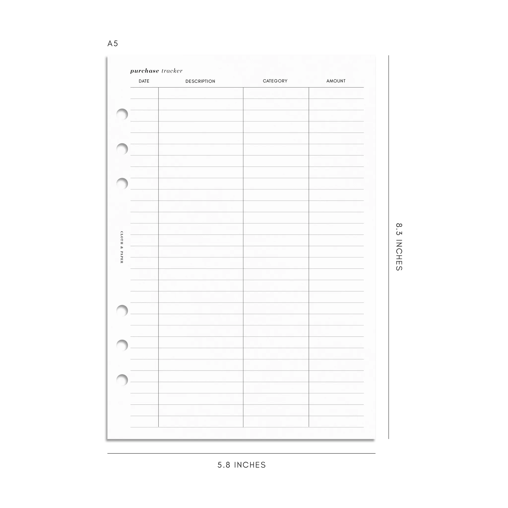Purchase Tracker Inserts