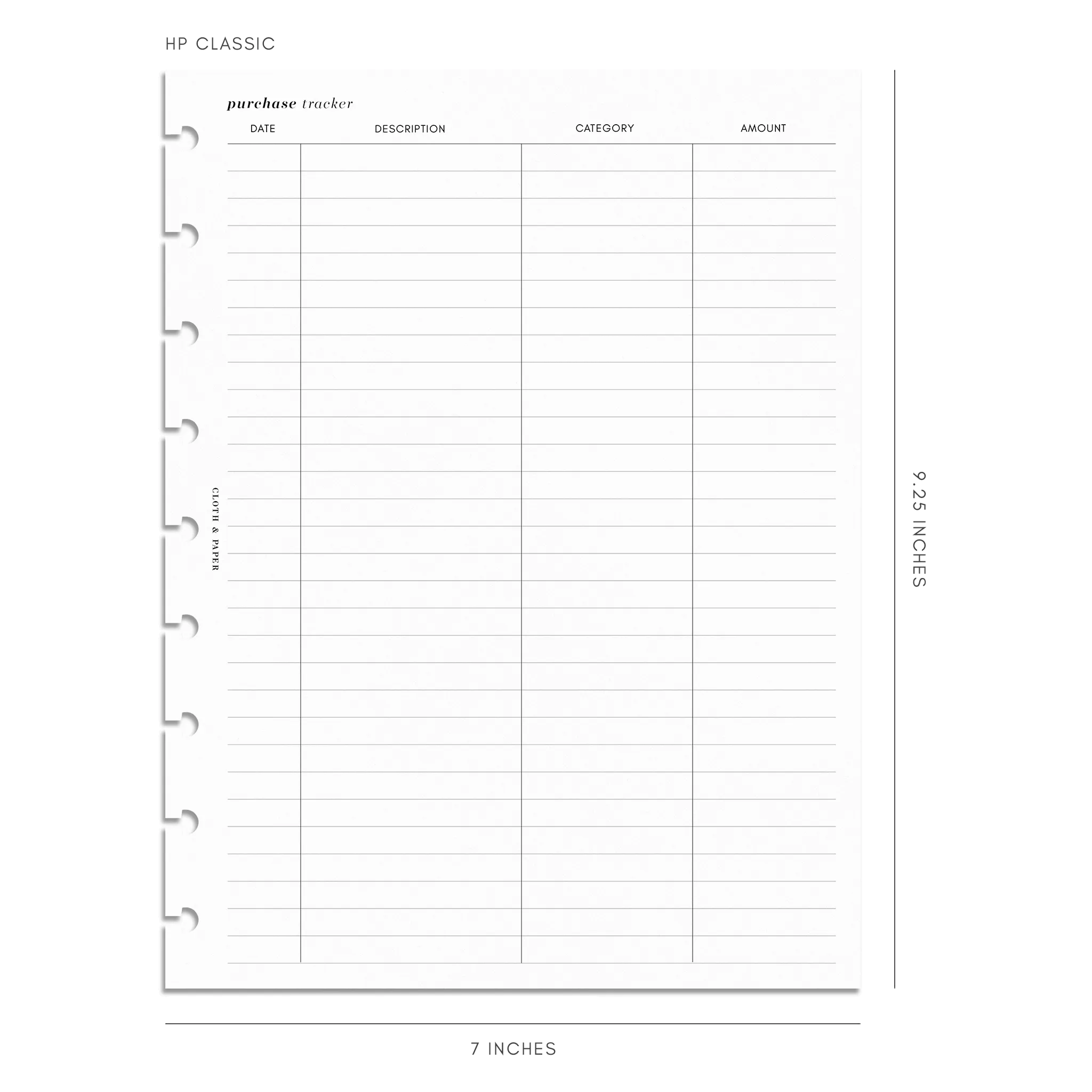 Purchase Tracker Inserts