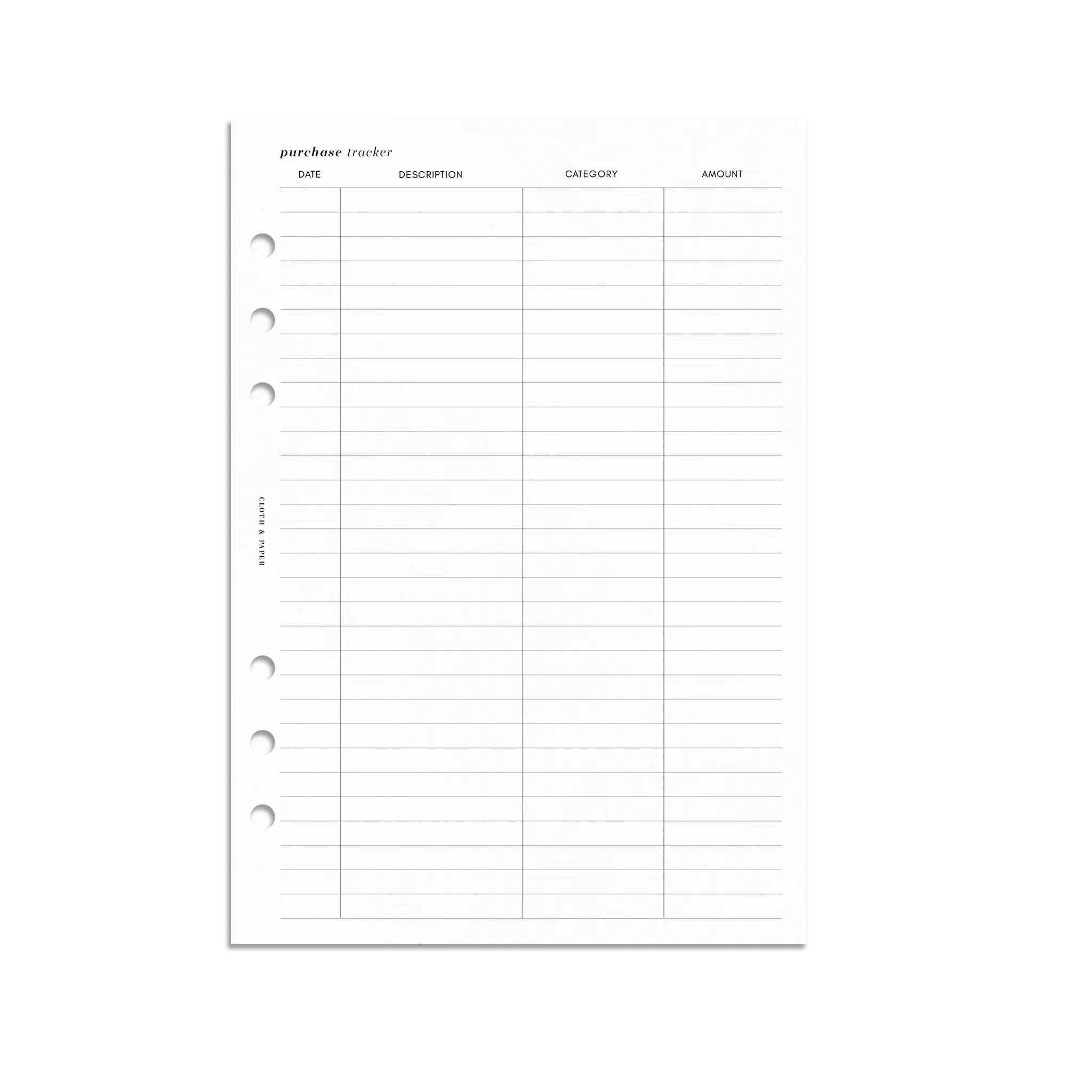Purchase Tracker Inserts
