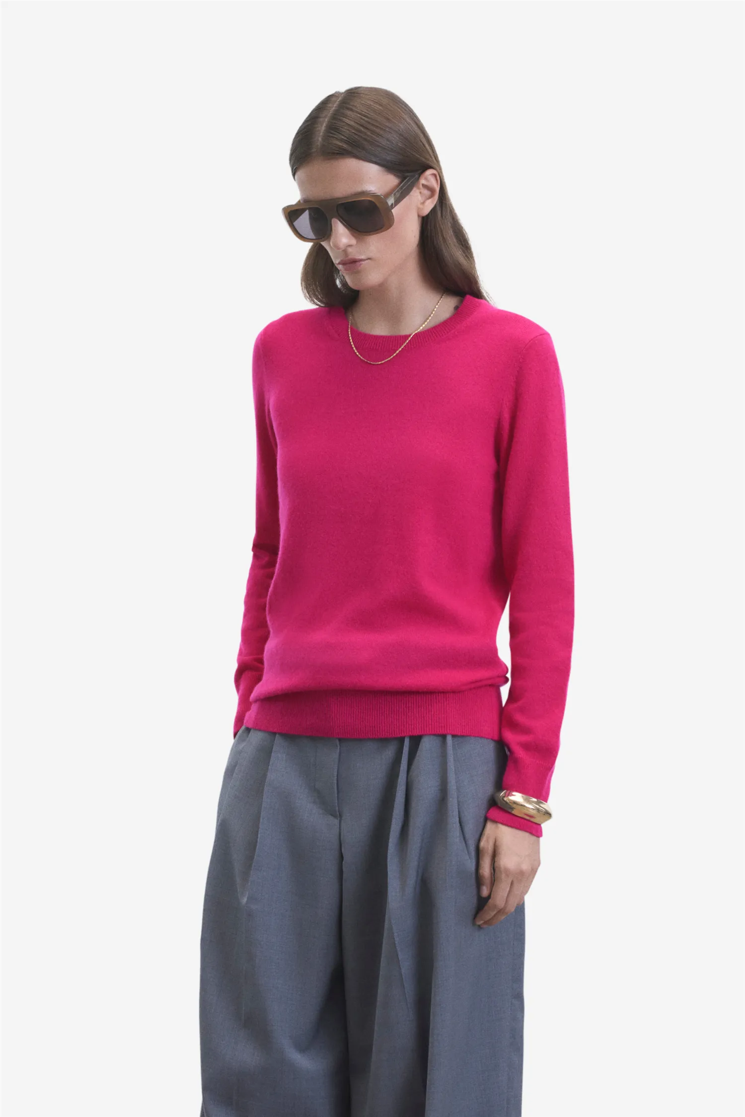 Sweater Crewneck Basic Jaune Fluo