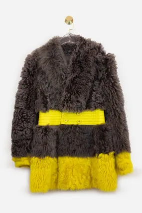 Taupe   Yellow Shearling Coat