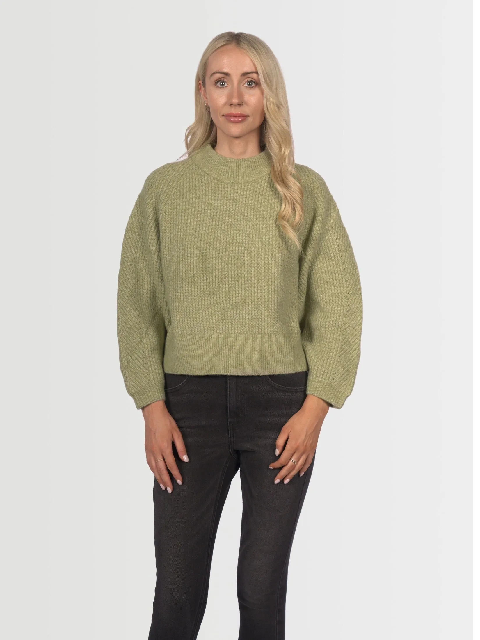 Topshop Women's Dolman Sleeve Knit Jumper  - Sage Green