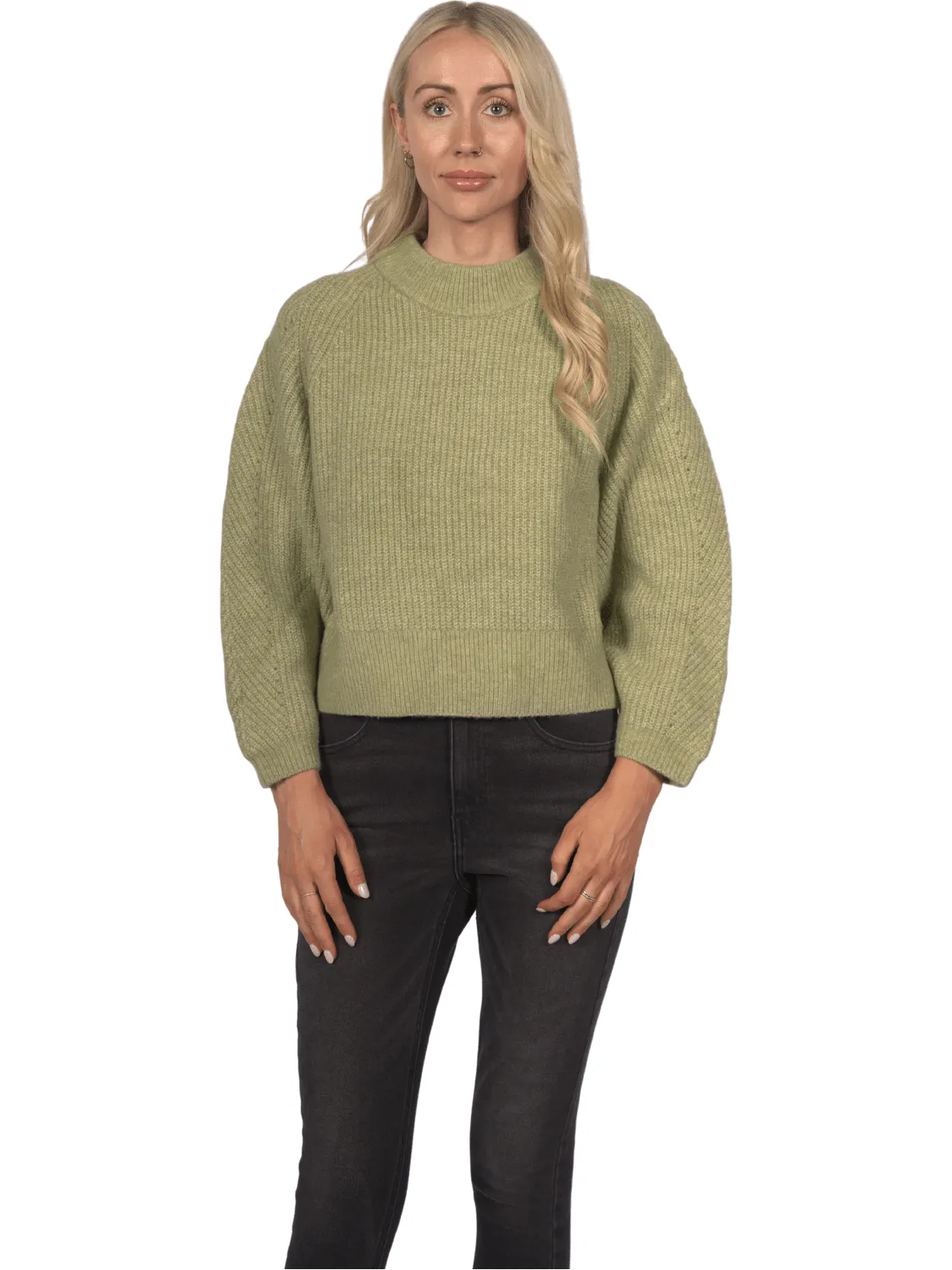 Topshop Women's Dolman Sleeve Knit Jumper  - Sage Green