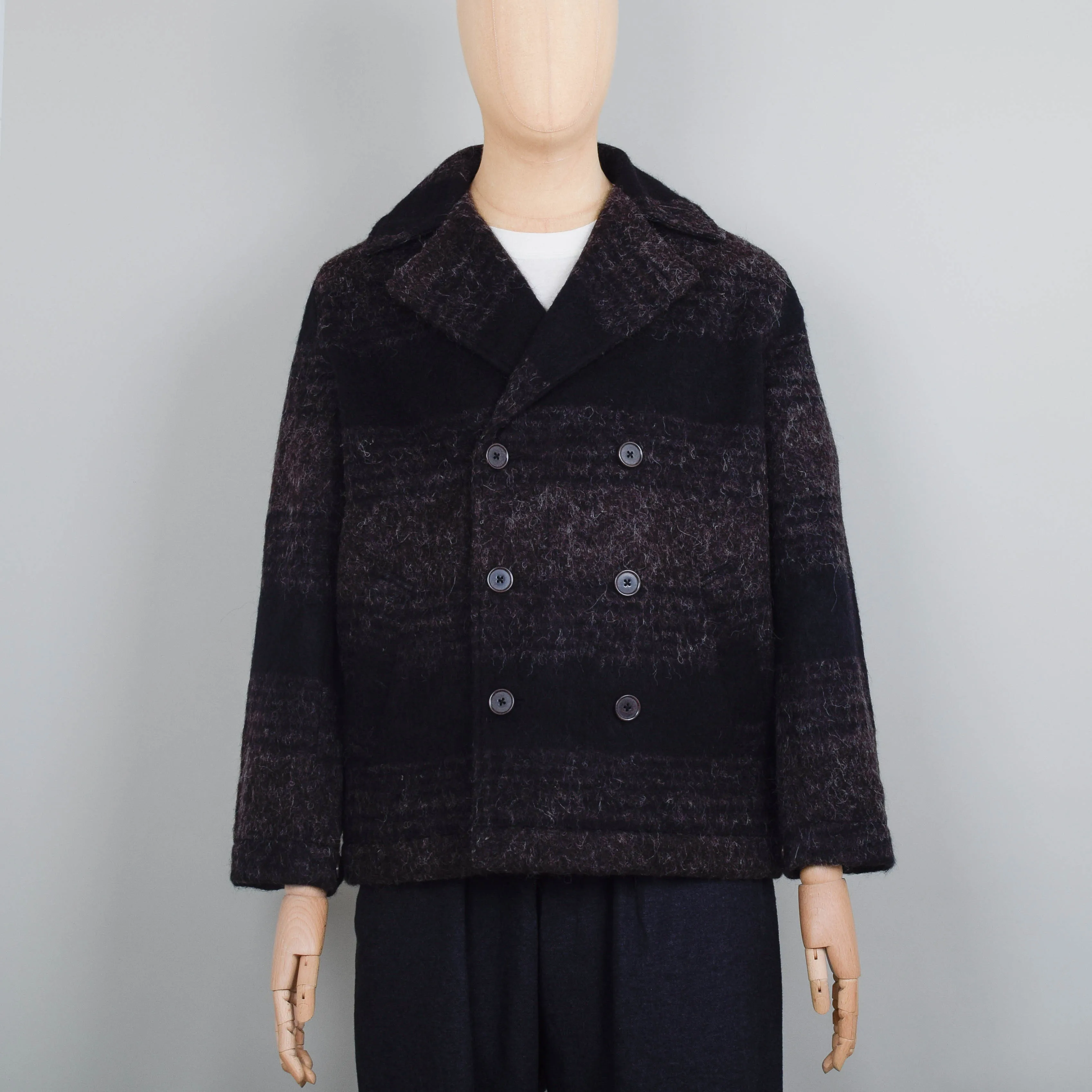 Universal Works Alpaca Peacoat - Brown / Black