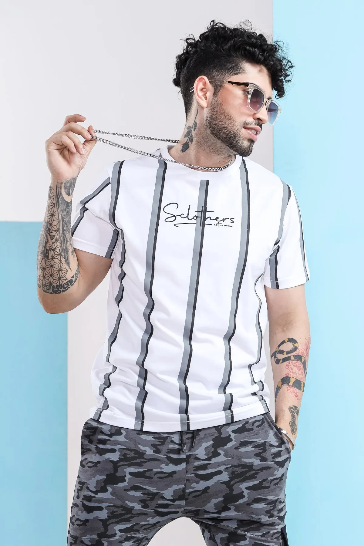 White Fusion Striped T-Shirt - S21 - MT0068R