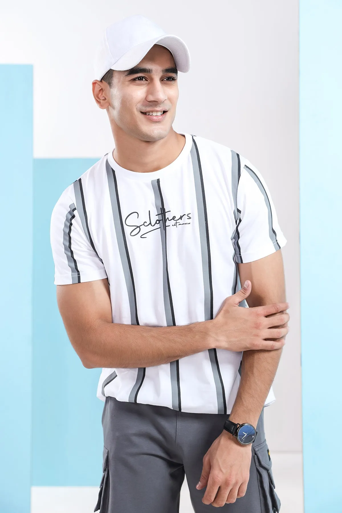 White Fusion Striped T-Shirt - S21 - MT0068R