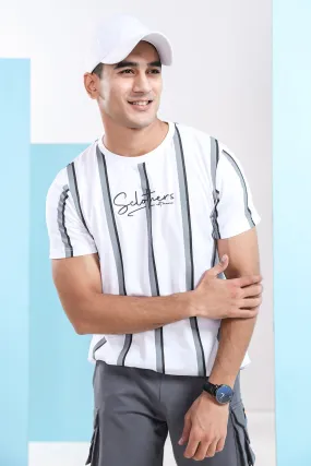 White Fusion Striped T-Shirt - S21 - MT0068R