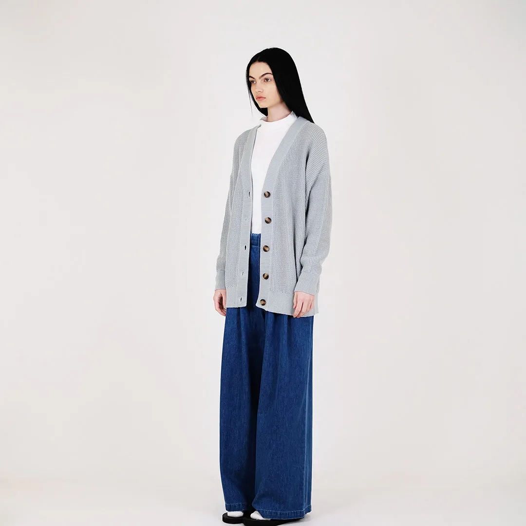 Women Oversized Knit Cardigan - Sage - SW2312167A